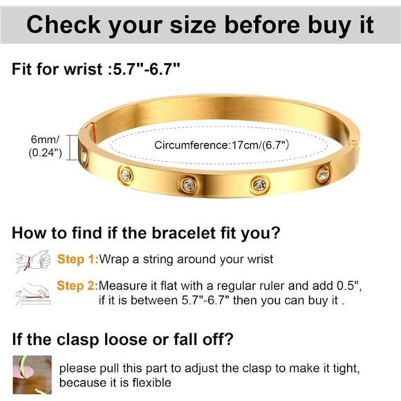 Gold Bracelets for Women-2Pcs 18K Gold Plated Love Cubic Zirconia Bangle Crystal - Picture 2 of 7